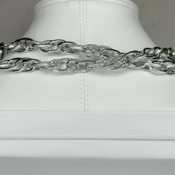 Silver Tone Tassel Chain Link Open Wrap Necklace - Picture 12 of 12